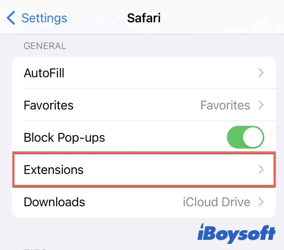 Disable Safari extensions on iPhone