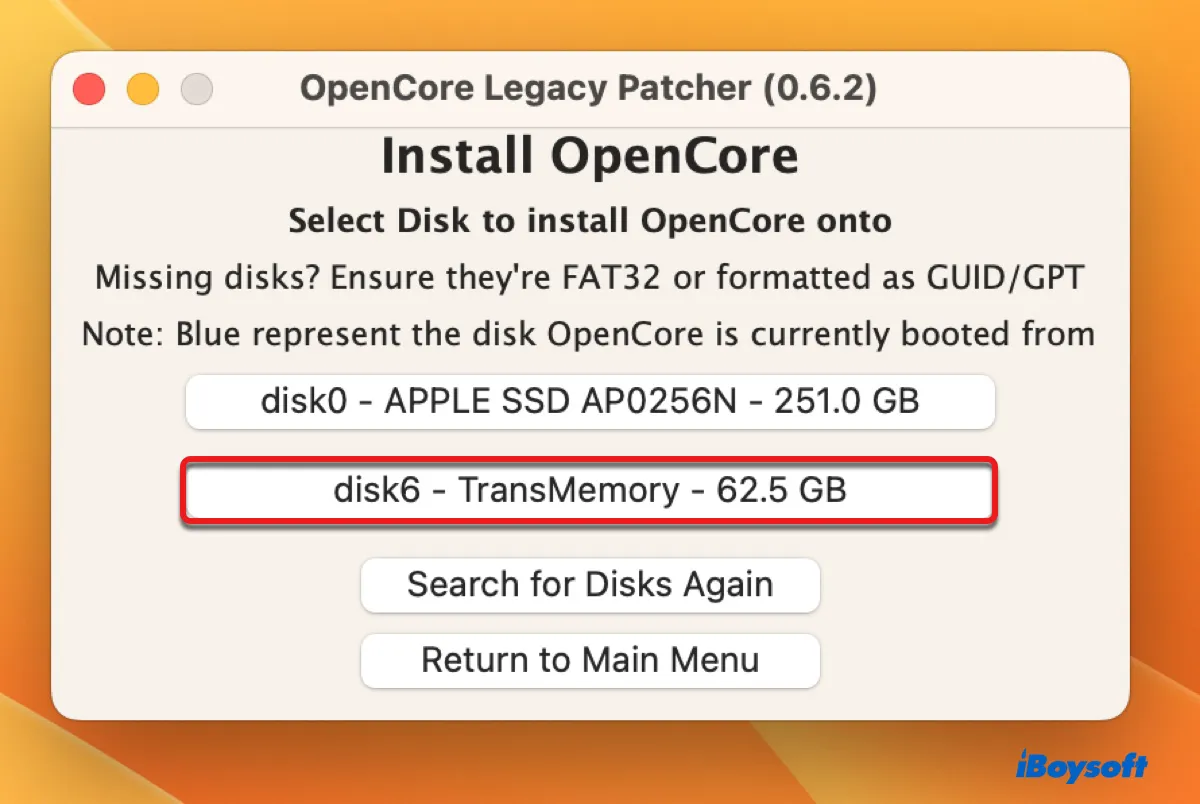 Install OpenCore on your external drive