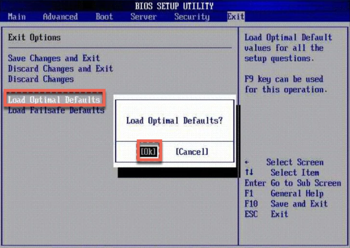 Restore BIOS settings to defaults