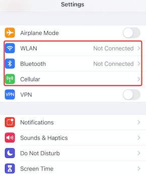 Check Bluetooth and WiFi on iPhone