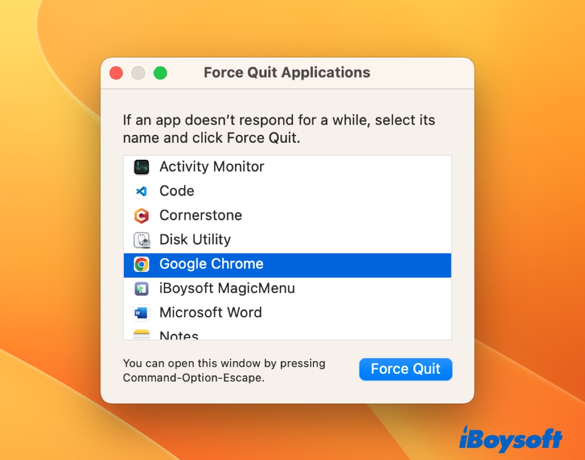 Force quit unreponsive apps on Mac