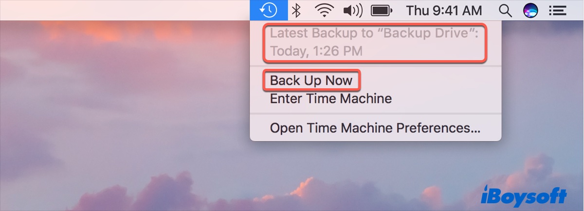 manually backup with Time Machine