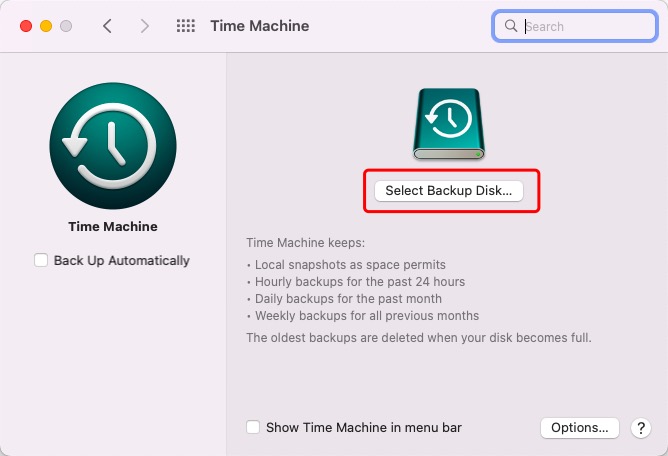 How to backup photos on a Mac to an external hard drive via Tima Machine