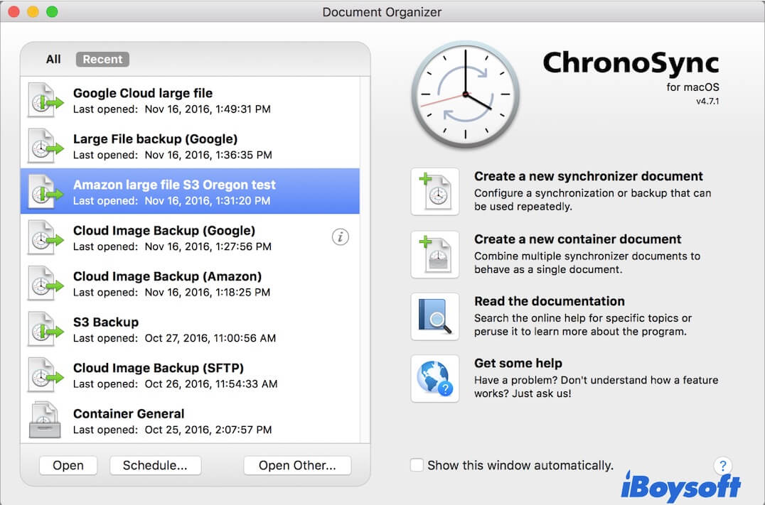 use ChronoSync to back up Mac