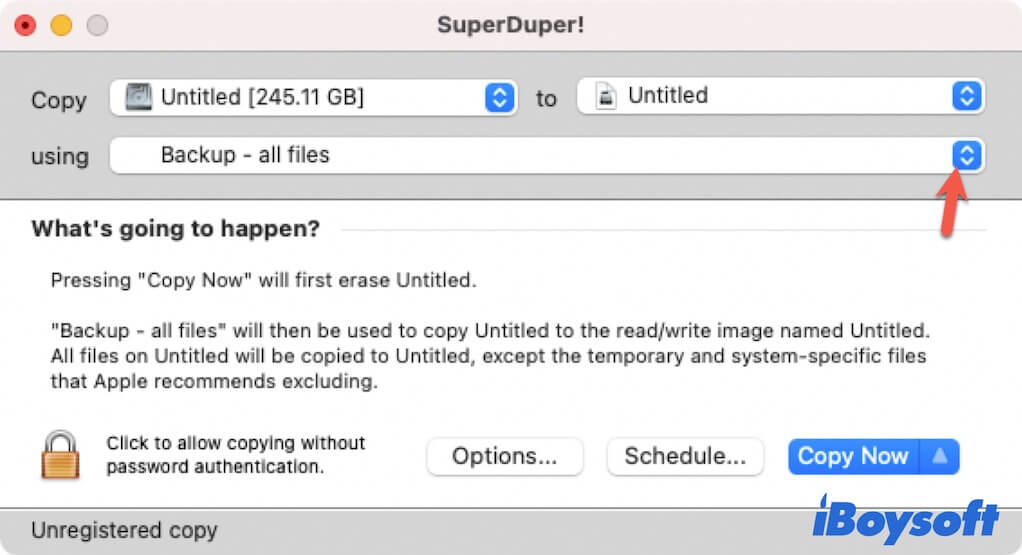 use SuperDuper! to back up Mac