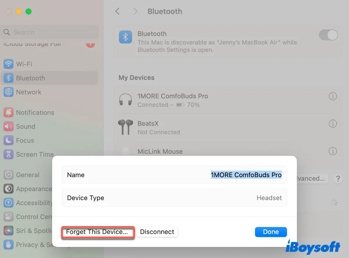 How to forget Bluetooth devices on macOS Ventura or later