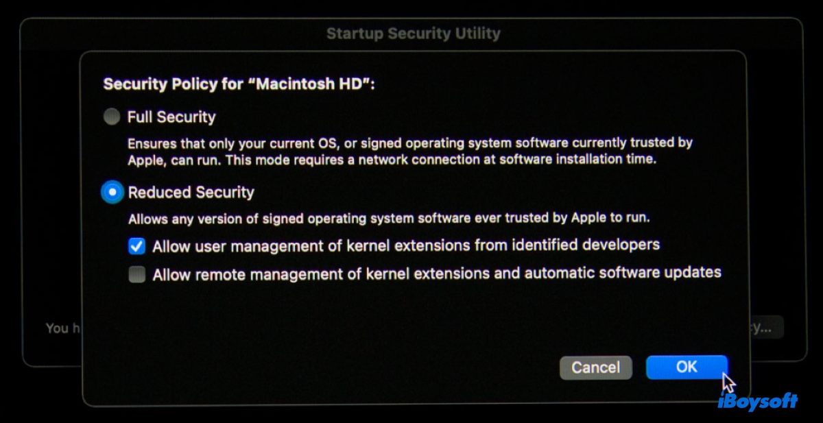 Como configurar a segurança reduzida em um Mac M1
