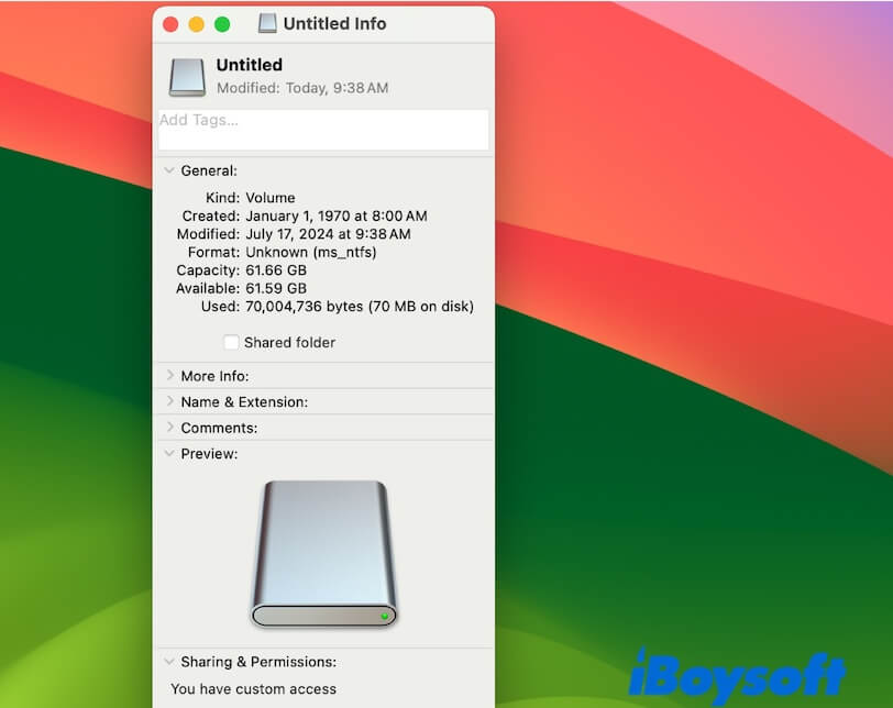 You have custom access to external hard drive on Mac