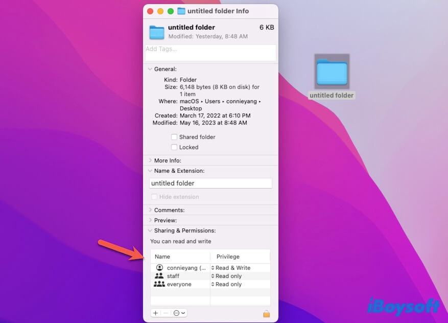 change file or folder permission on Mac