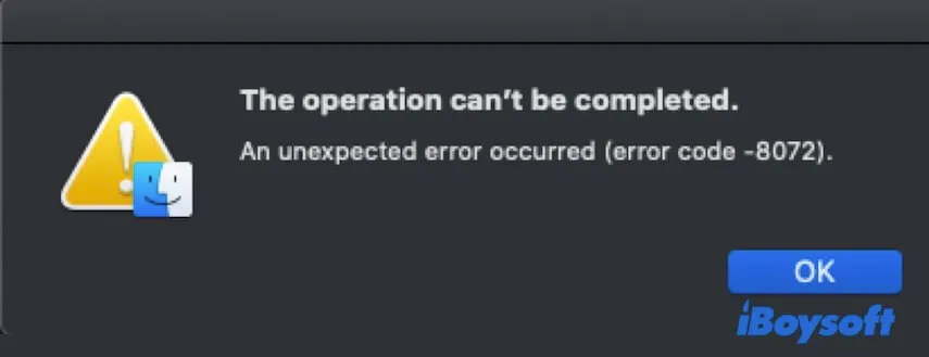 error code 8072 on Mac