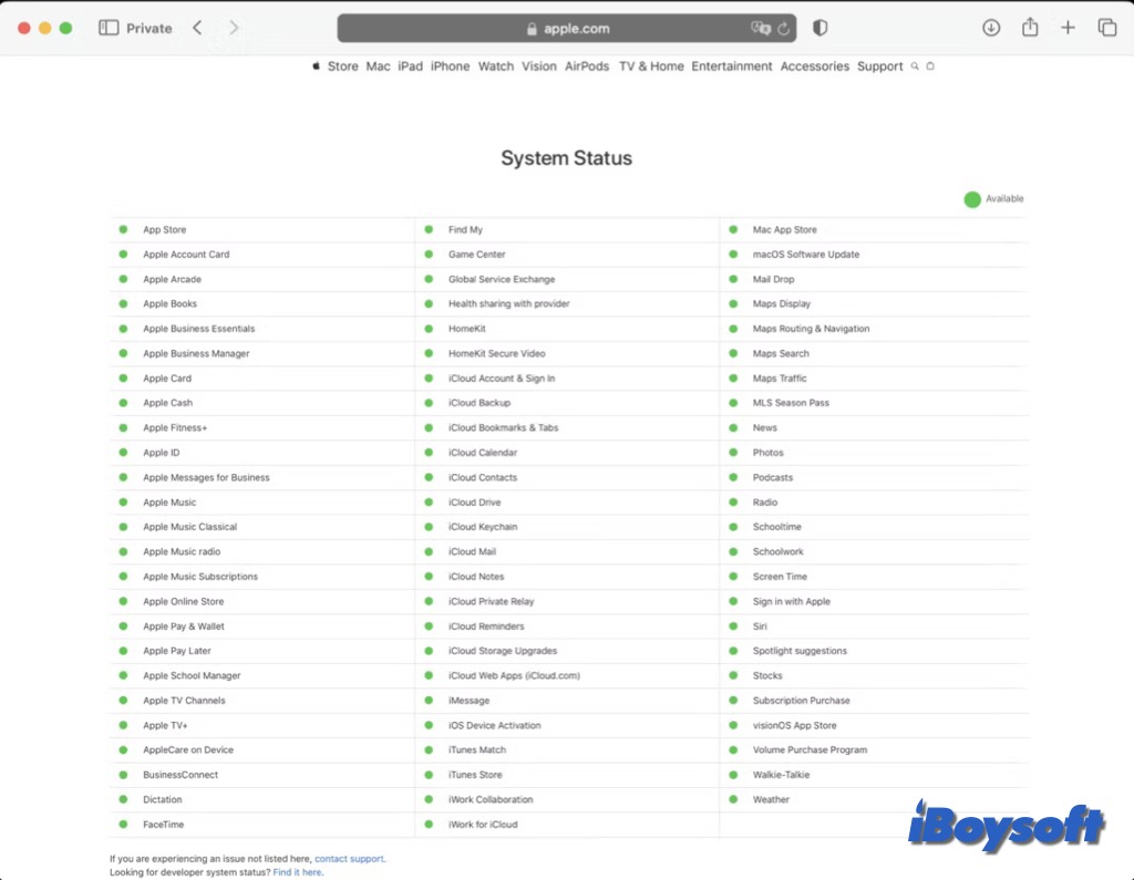 apple system status