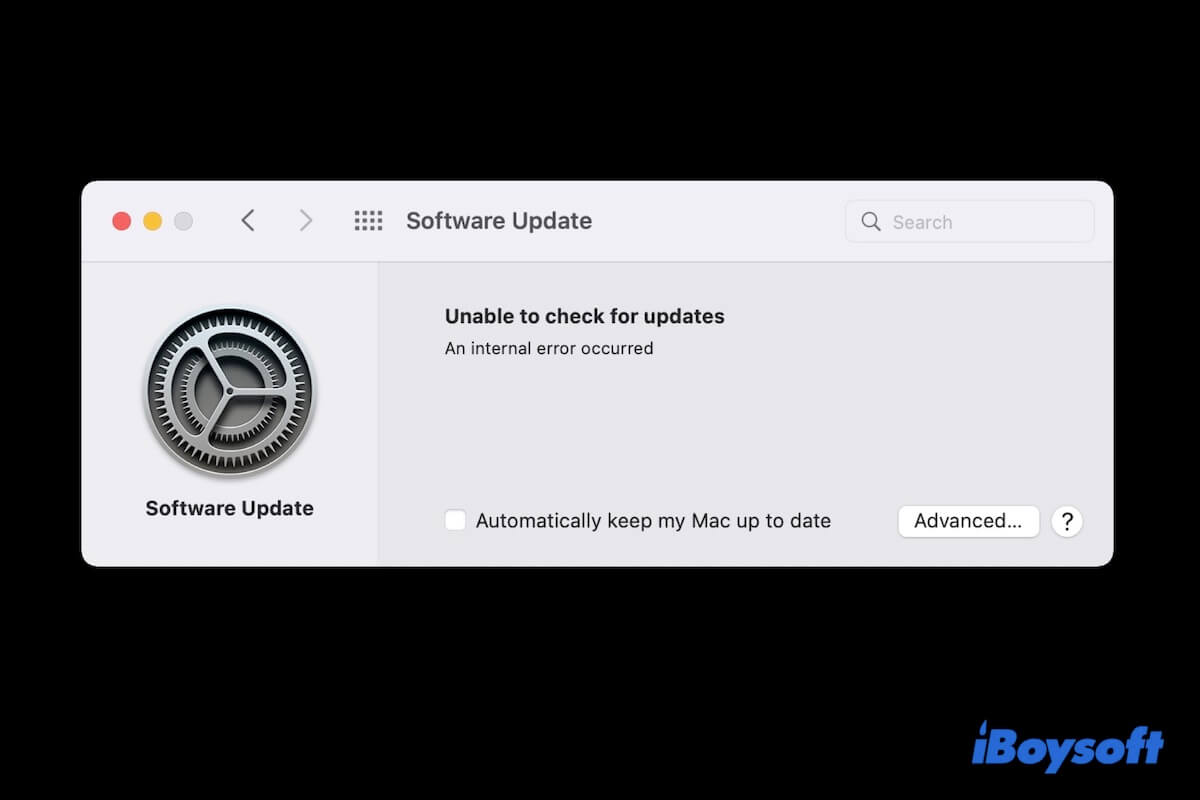 mac cant download update