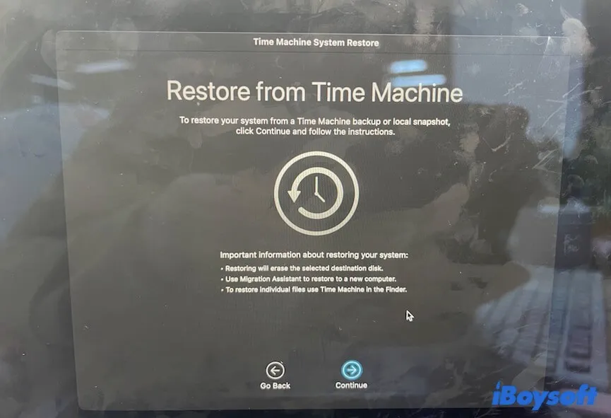 restore from Time Machine
