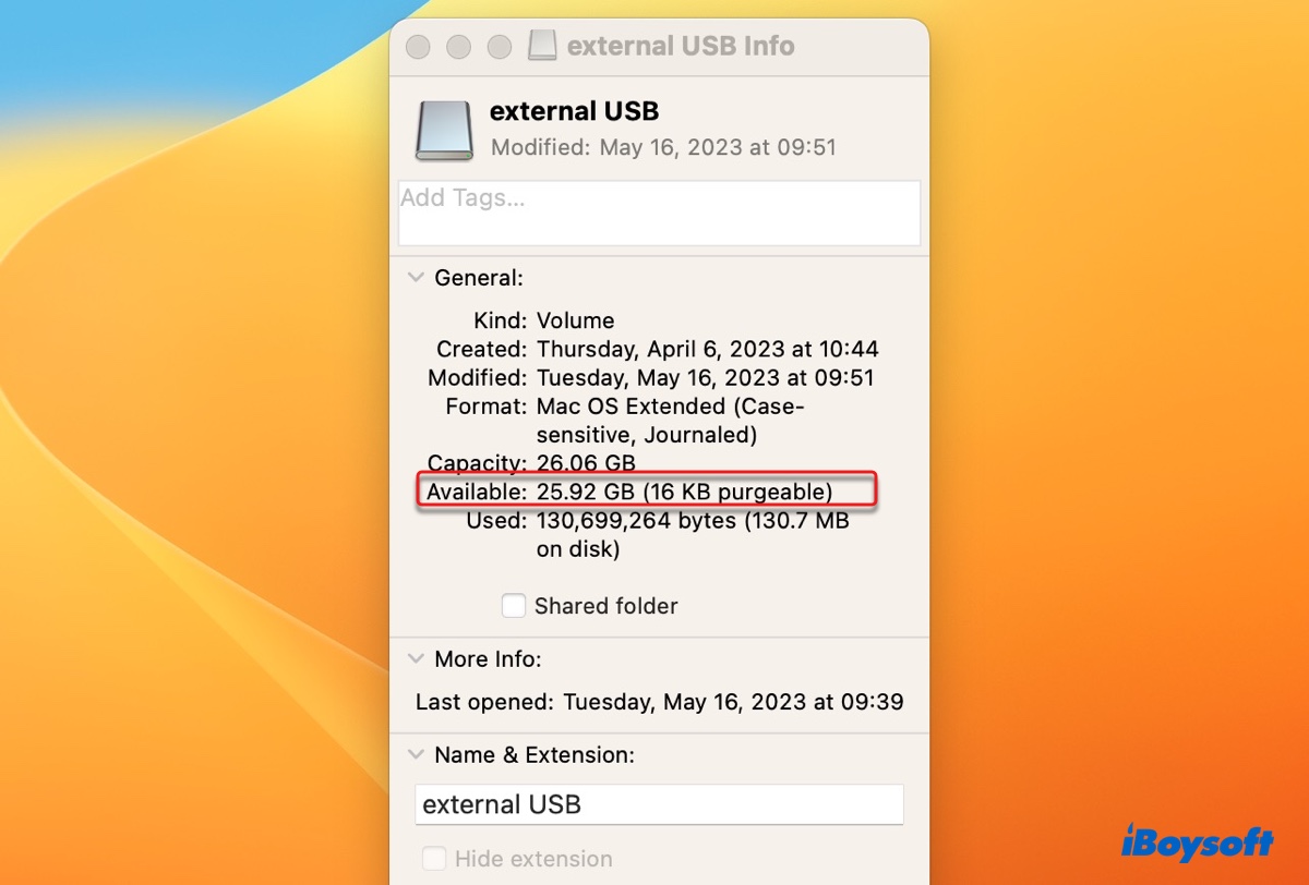 Verifica el almacenamiento libre de tu disco duro externo en Mac
