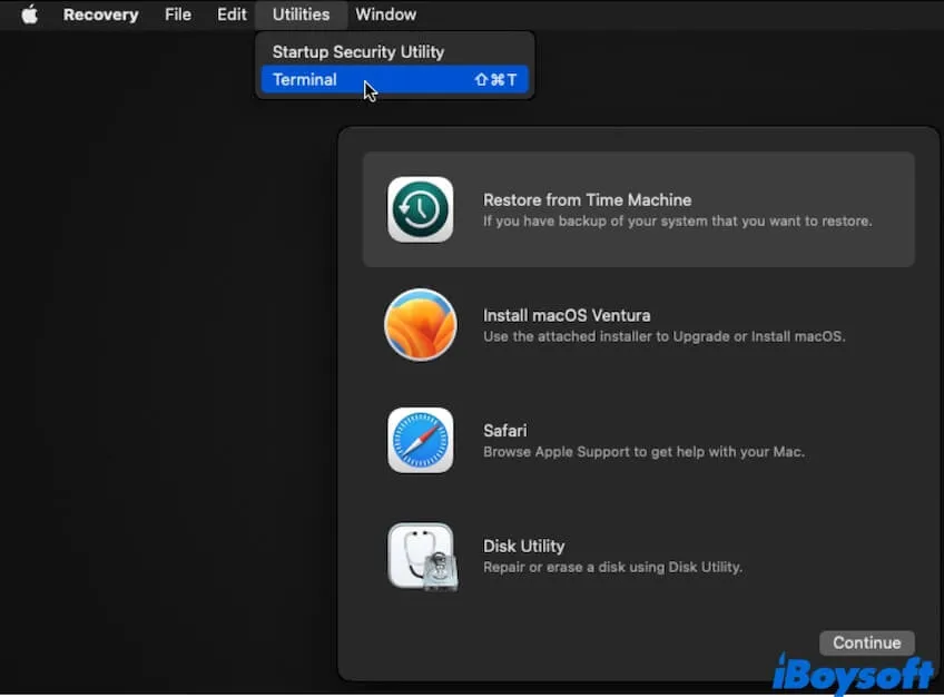 Terminal im Mac-Wiederherstellungsmodus öffnen