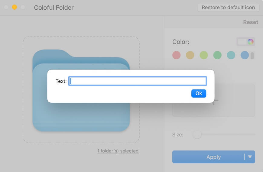 add text to folder icon