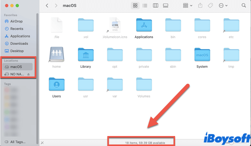 check free disk space on Mac in Finder