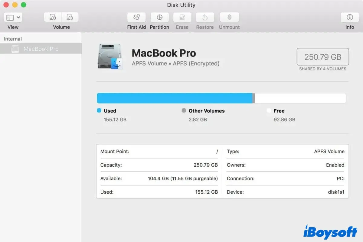 How to check free disk space on Mac
