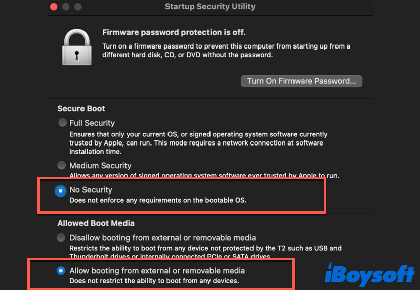 adjust settings in Startup Security Utility