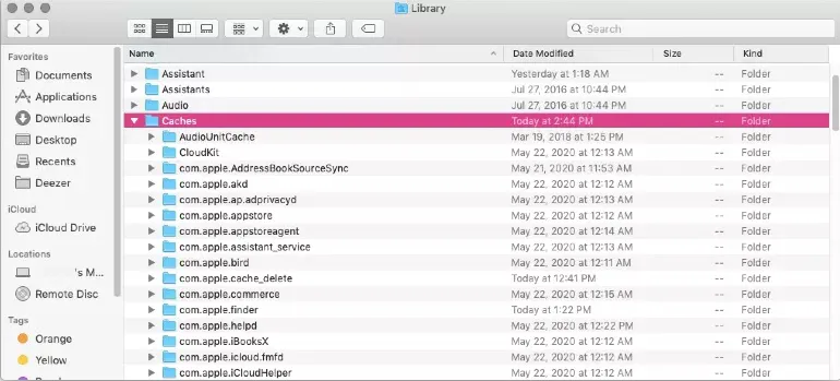Clear cache files on Mac
