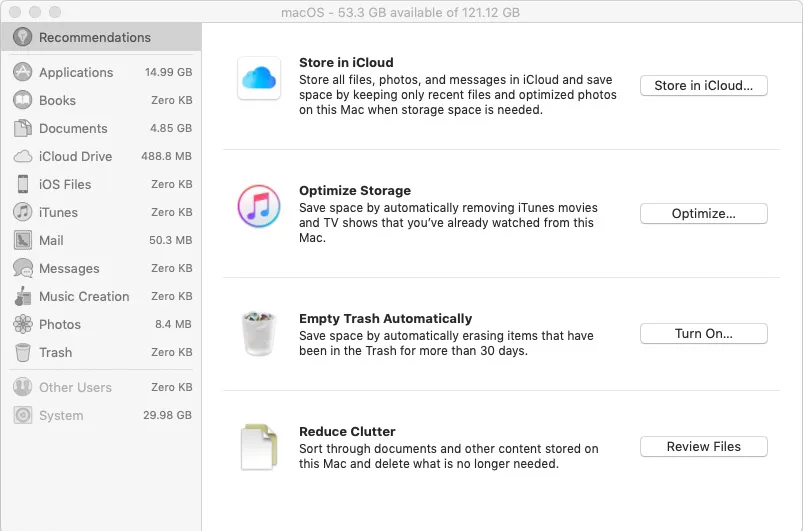 manage storage on Mac