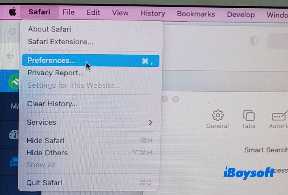Préférences de Safari