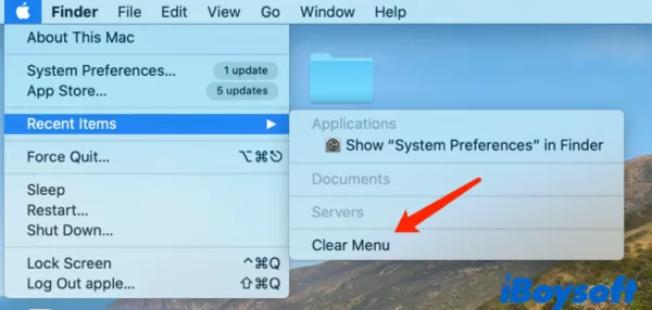clear menu in Apple menu on Mac
