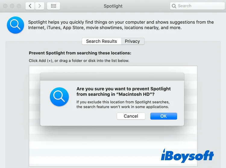 exclude Macintosh HD from Spotlight Search
