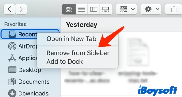 remove Recents from Mac Finder sidebar