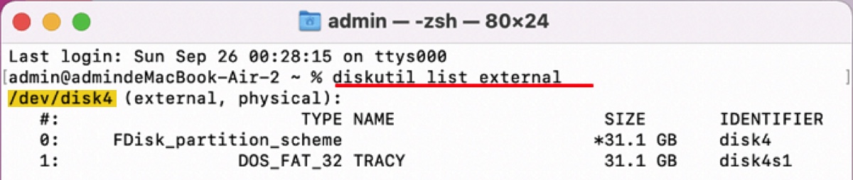 How to check disk identiifer in Terminal