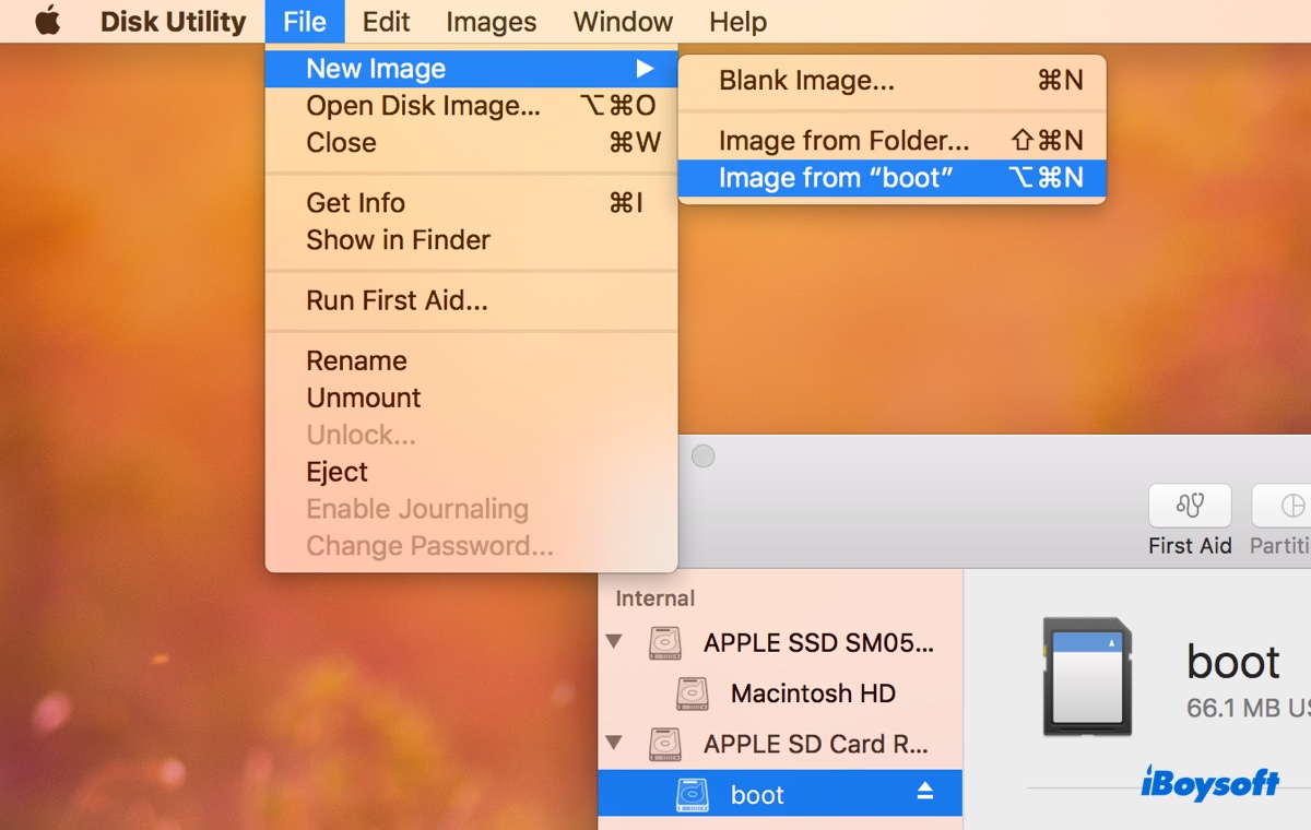 Clone SD card on Mac in Disk Utility