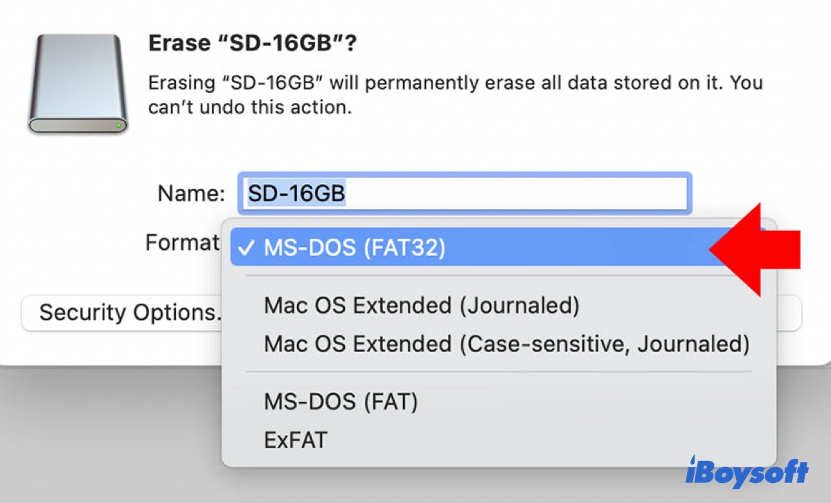 Disk UtilityでMac上のSDカードをフォーマット