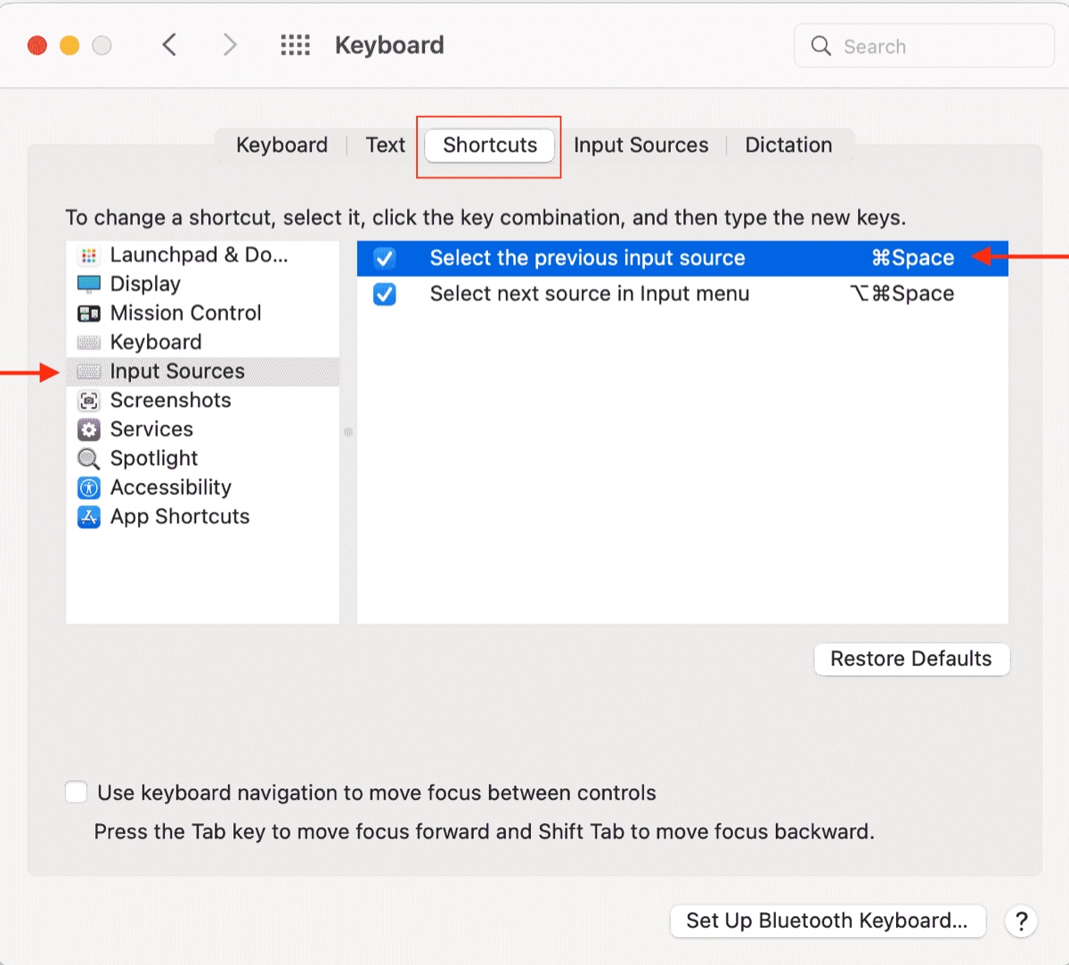 Set Command Space to change language on macOS Monterey or earlier