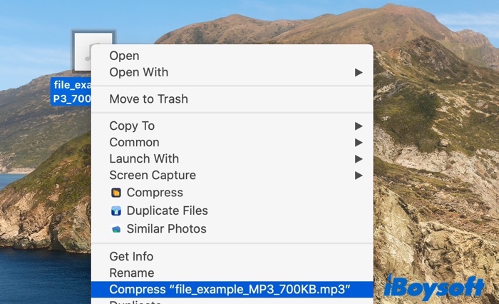 Compress Audio Files on Mac with iBoysoft MagicMenu