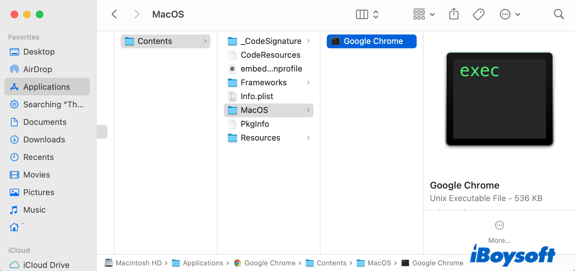 Find the executable of the app on Mac