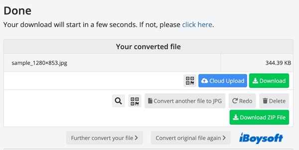 GIF in JPG auf dem Mac online konvertieren abgeschlossen