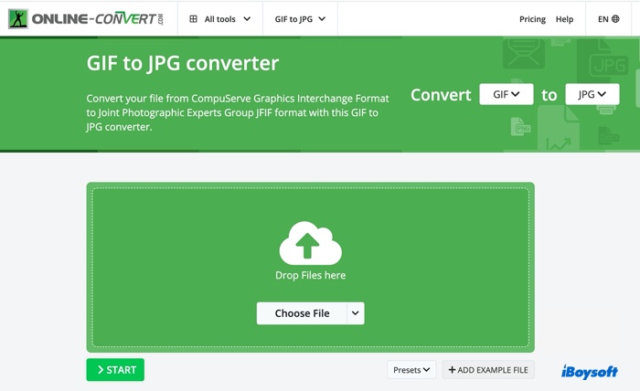 Convertir GIF a JPG en Mac en línea