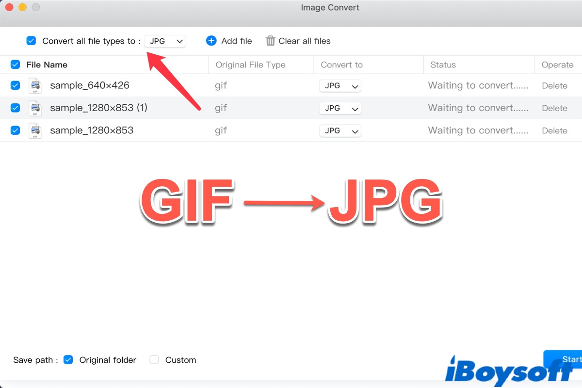 Converta GIF em JPG no Mac