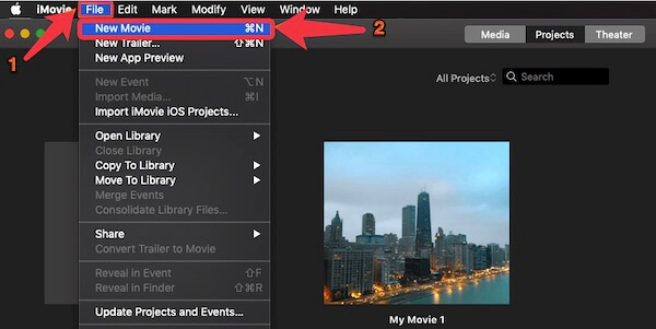Select the New Movie option from the File menu