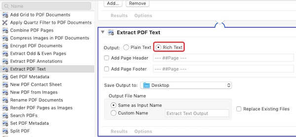 Check the Rich Text option before extract PDF text