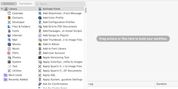 Drag your PDF file to Automator to build workflow