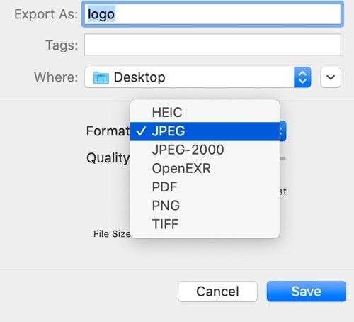 how to convert TIFF to JPEG on Mac using macOS Preview