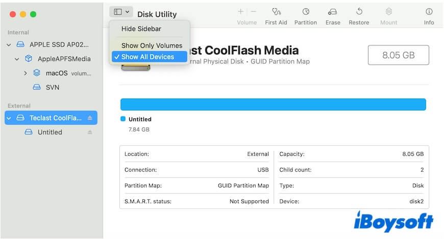 Show All Devices in Disk Utility