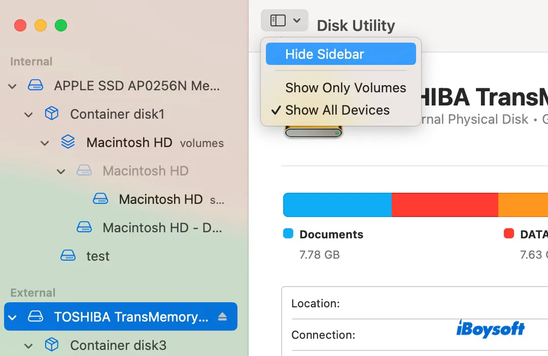 How to show all devices in Disk Utility