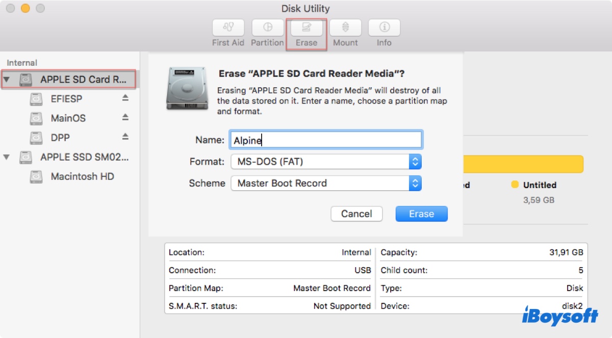 How to format SD card on Mac in Disk Utility