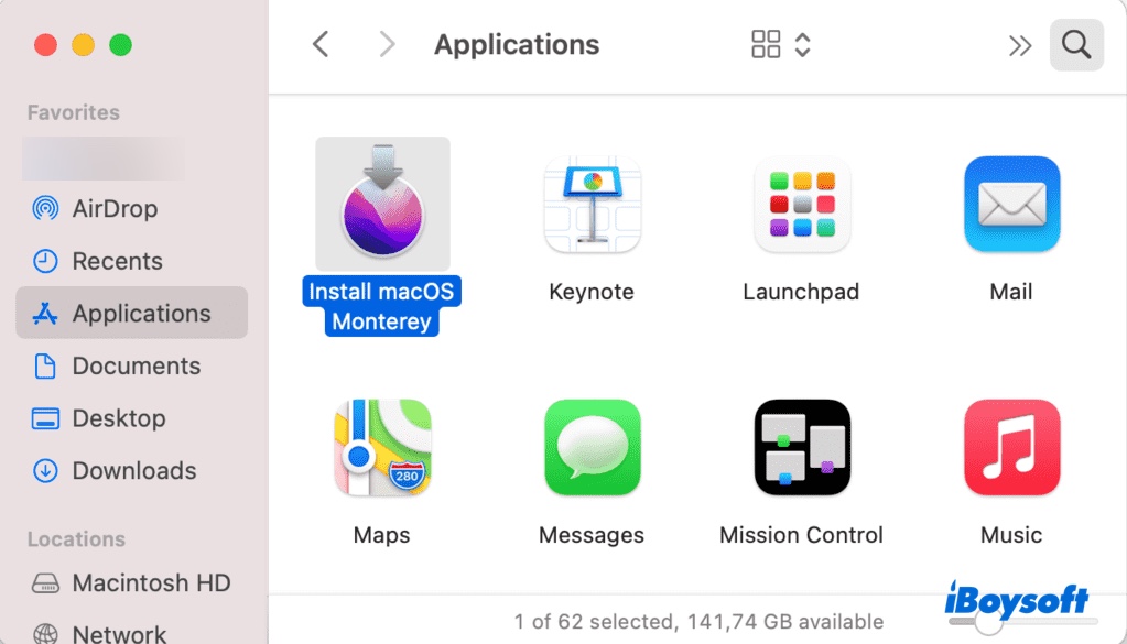 macOS installer in the Applications folder