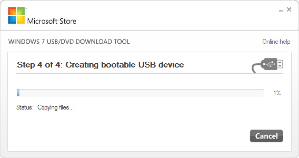 Start creating Windows 7 bootable USB