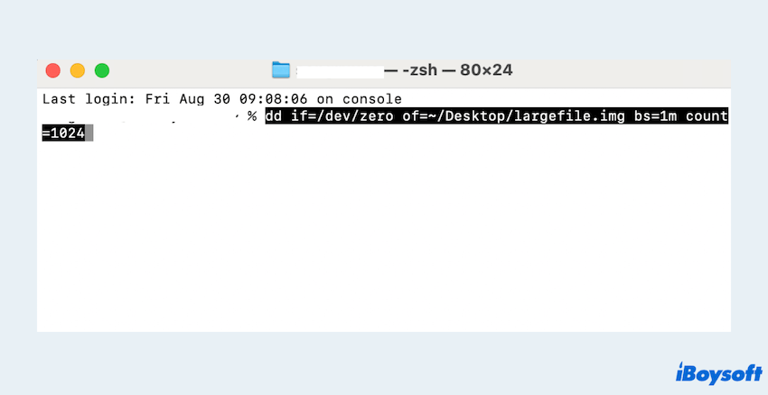 dd commands to create large files on Mac