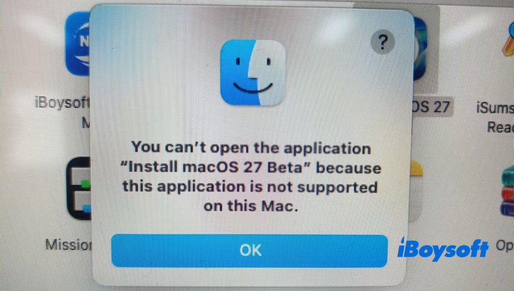Not supported on Intel Mac notice