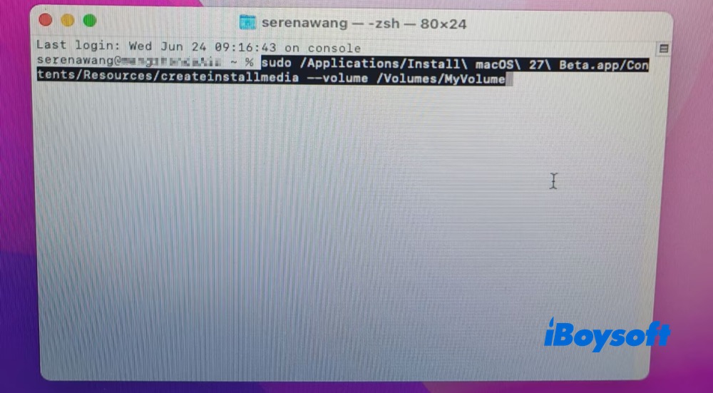 Enter terminal command